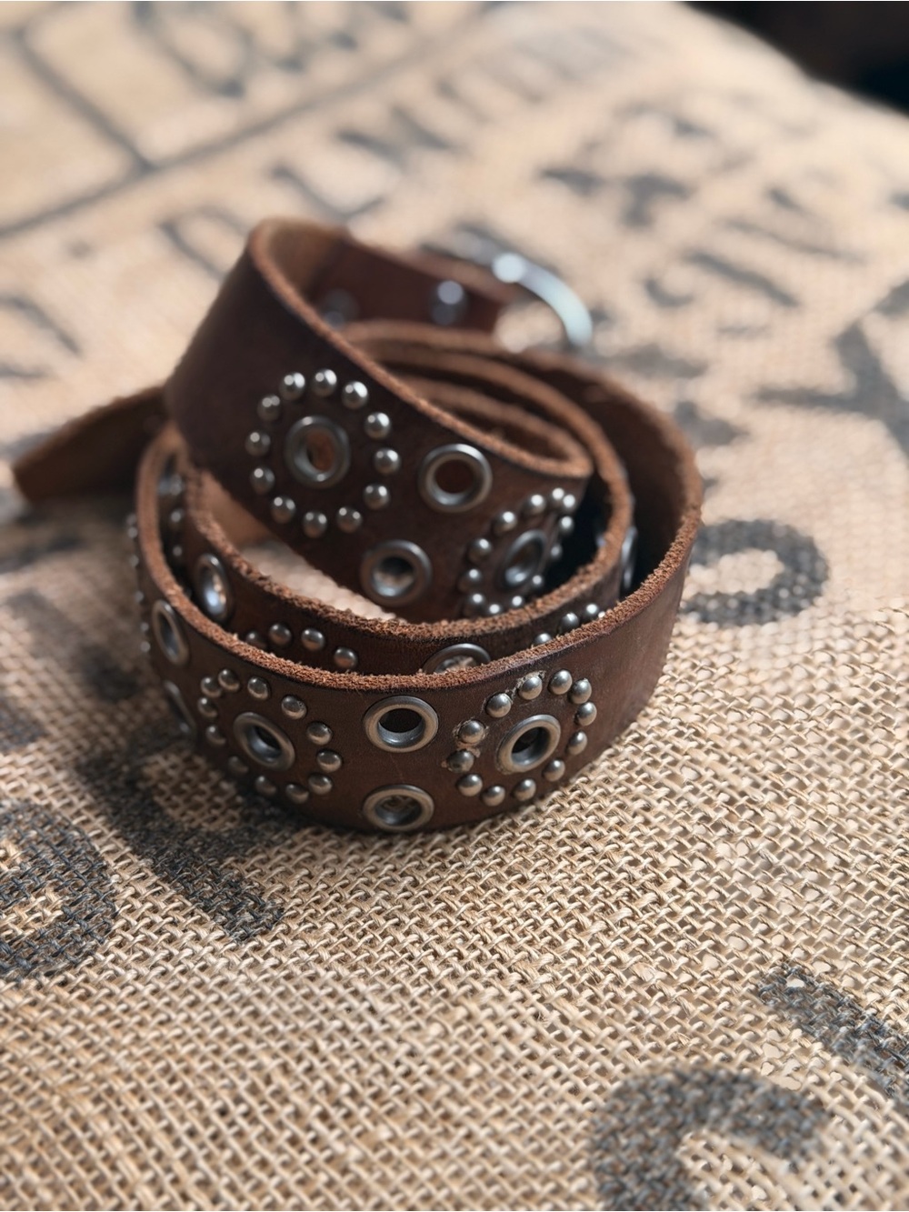 American Eagle Outfitters Brown Studded Leather Belt